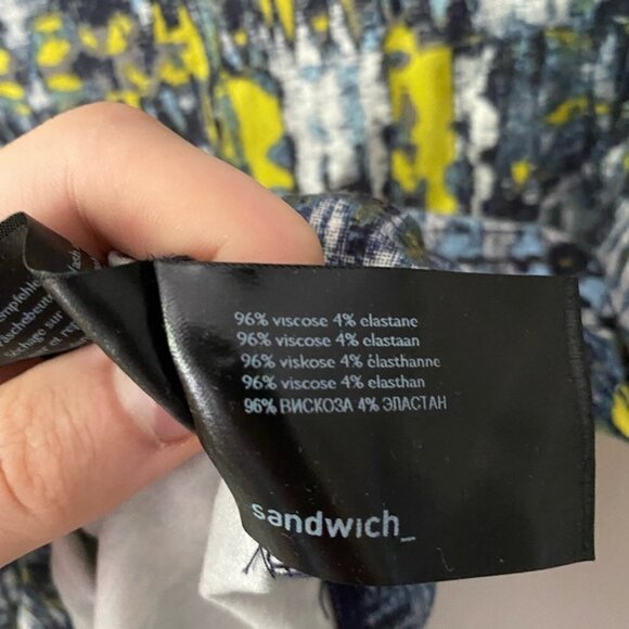 SANDWICH | top long sleeves tee blue yellow abstract size S - Picture 5 of 6